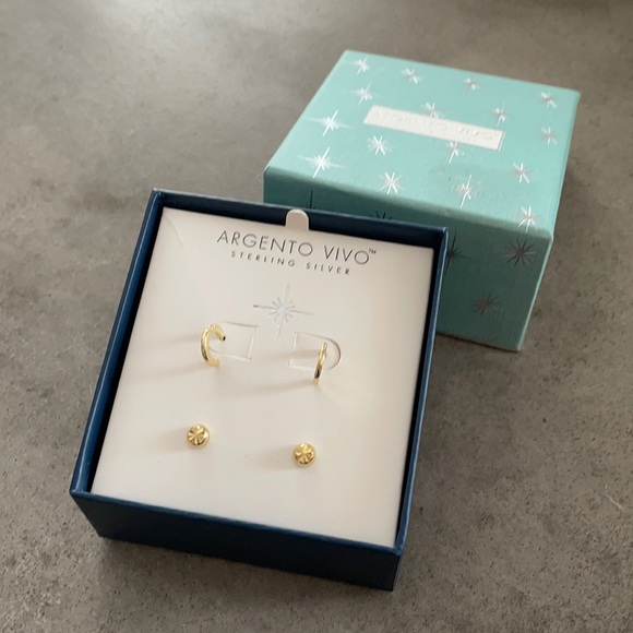 Argento Vivo | Set Of 2 - Hoop & Stud Earrings - Picture 1 of 6